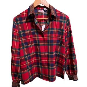 Vintage Alia Christmas plaid blouse size 8 top